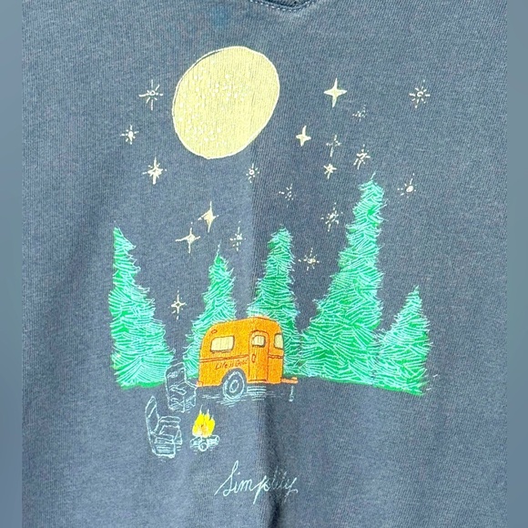 Life is Good Crusher Tee V-Neck Long Sleeve Camping Tee "Simplify" *Flaw* - Picture 4 of 6